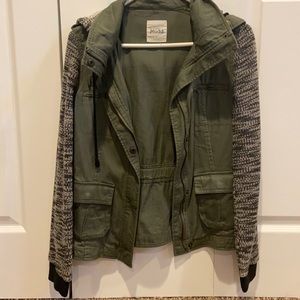 Army green jacket with hood. Worn once.